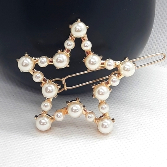 NWOT Pearl Star Gold Hair Clip - Picture 3 of 4